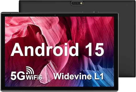 ZZB 10 inch Tablet Android 15 Tablet PC, 10.1" Android Tablets DDR4 8GB RAM 32GB ROM 2MP+8MP Dual Camera 5G WiFi-6 BT Support 1TB Expand 10 in IPS 6000mAh Battery Powerful Performance Tablets (Gray)