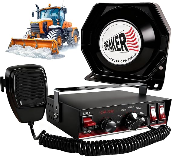 150W Emergency Vehicle Siren with PA System - 108-134dB Police/Fire Truck Sirens, Yelp/Wail/Hi-Lo Modes, IP67 Waterproof, Includes Mic & Speaker for Car PA Systems | Truck pa System kit