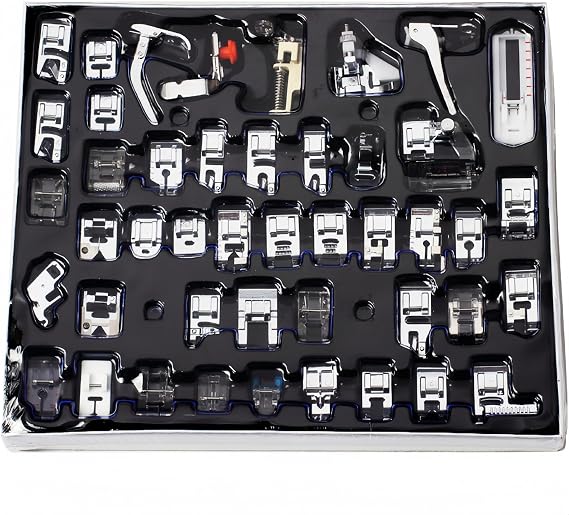 32Pcs Domestic Sewing Machine Presser Foot Feet Kit Set Fits for Brother, Baby Lock, Singer, Elna, Toyota, New Home, Simplicity, Janome, Kenmore Sewing Machine