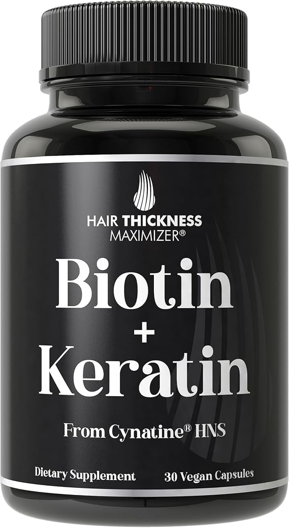 Clinically Studied Keratin Cynatine HNS + Biotin 10000mcg for Hair Growth | Clinically Proven and Studied for Thicker, Healthier Hair. For Women and Men, Enhanced for Max Results