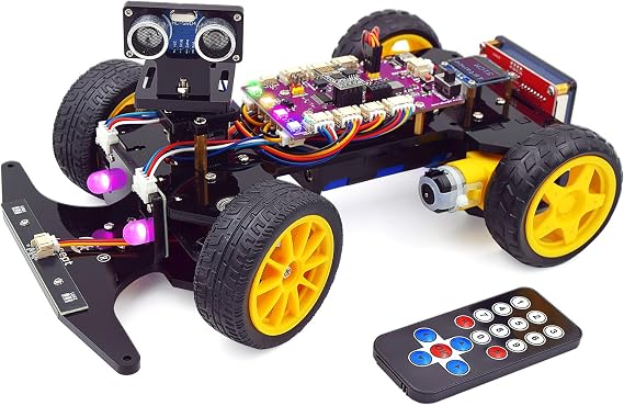 Adeept Smart Car Kit(Compatible with Arduino IDE), Line Tracking, Obstacle Avoidance, OLED Display, Ultrasonic Sensor, IR Wireless Remote Control, DIY STEM Educational Robot Car Kit