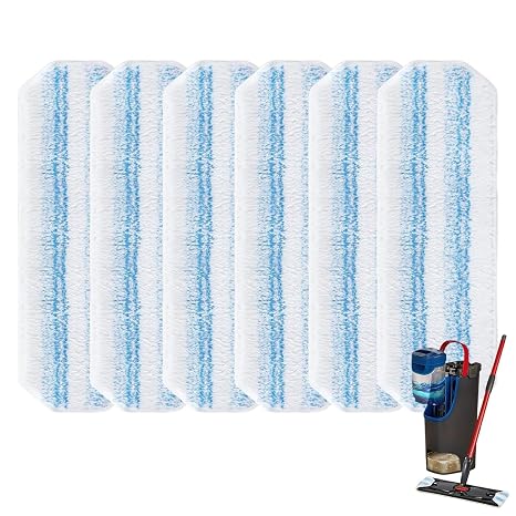 Pack of 6 Replacement Mop Pads Compatible with Vileda H2PrO Floor Mop System, Microfibre Washable Pads for Hard Floor Cleaning and Pet Hair Removal