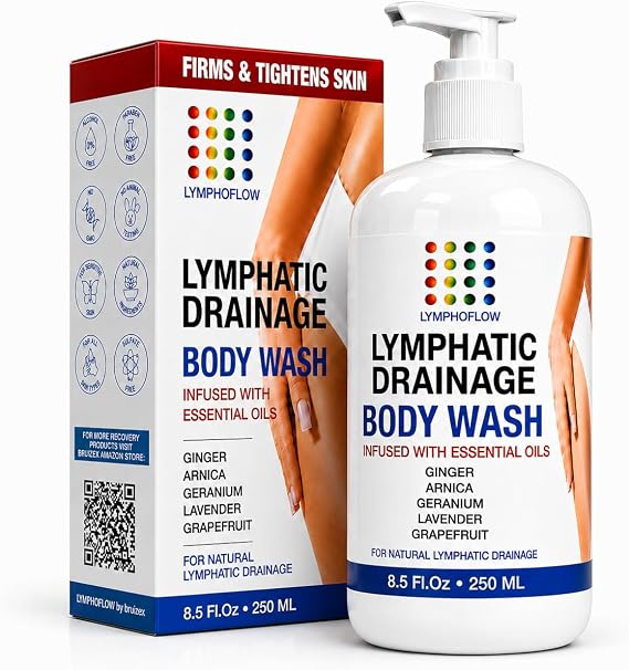 Bruizex Lymphatic Drainage Body Wash, Natural Herbal Shower Gel,Detox, 8 Oz