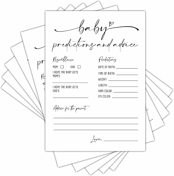 Baby Prediction and Advice Cards, Baby Shower Games Cards, Minimalism Boy or Girl Baby Gender Reveal Party Favors Decorations and Supplies, 30 Pcs Double-Sided - A01