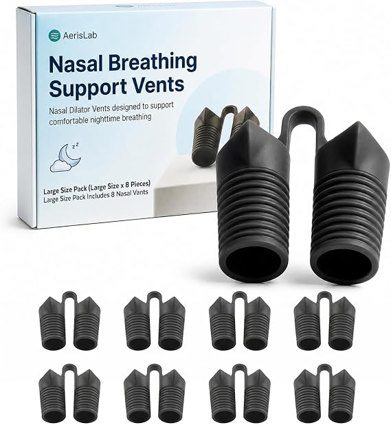 Nasal Dilator for Sleeping - Internal Nasal Vent to Support Airflow, Comfortable Nasal Breathing Aid, Reusable Silicone Nose Vents (Large (8 Pieces))