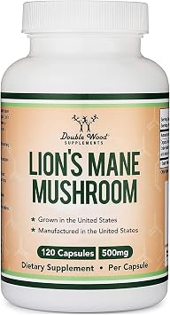 Organic Lions Mane Mushroom Capsules (120 Count), for Focus Support and Immune Health, Third Party Tested and Grown in The USA - by Double Wood