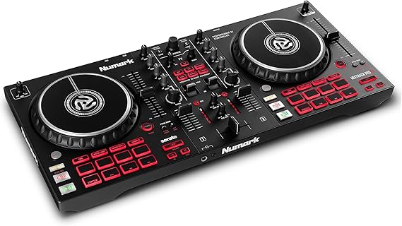 Numark DJ Controller 2 Decks Touch Sensor Jog Wheel Serato DJ Lite DJ Mixer Streaming DJ Equipment FX Paddle Built-in Audio Interface Numark Mixtrack Pro FX | DJ mixer with 2 decks and 3 band EQ Built-in 16 pads, 2 effect paddle, audio interface, compatible with Serato DJ Lite