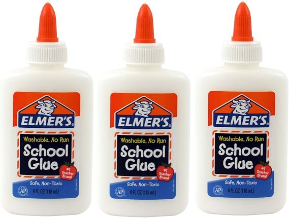 Elmer's Washable No-Run School Glue, 4 oz, 3 Pack
