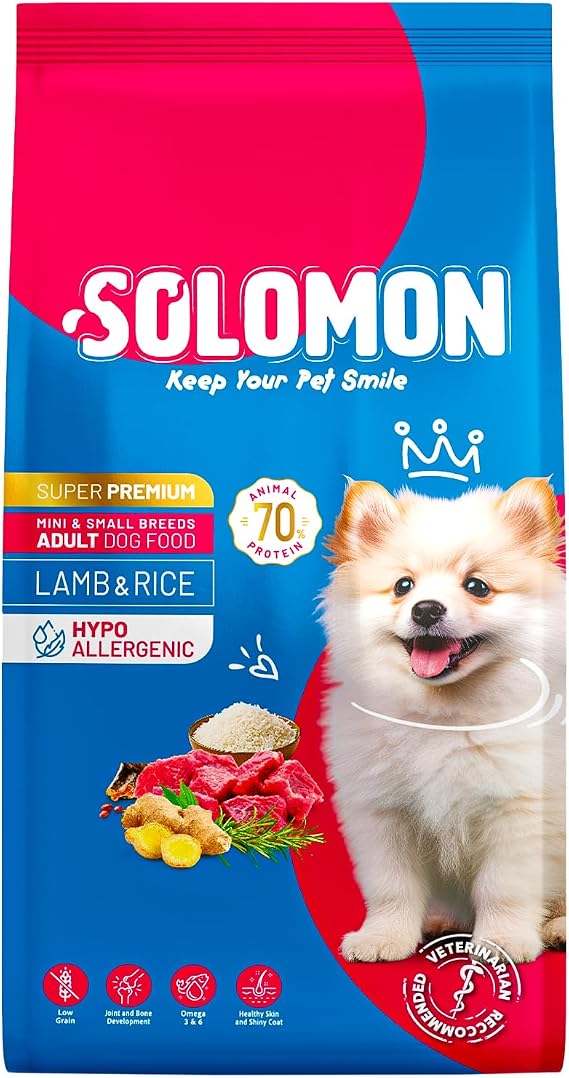 Solomon Yetişkin Küçük Irk Kuzu'lu Süper Premium Köpek Maması 9 kg Hipoalerjenik - Düşük Tahıllı - Yüksek Hayvansal Protein Oranlı - Tüy Dökülme Engelleyici - Kolay Sindirilebilir - Köpek Maması