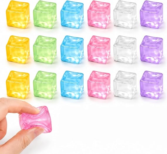 18PCS Ice Cube Squeeze, Fidget Squeeze, Stress Cubes Mini Cubes Sensory for Party Favors, Family or Friend Gift
