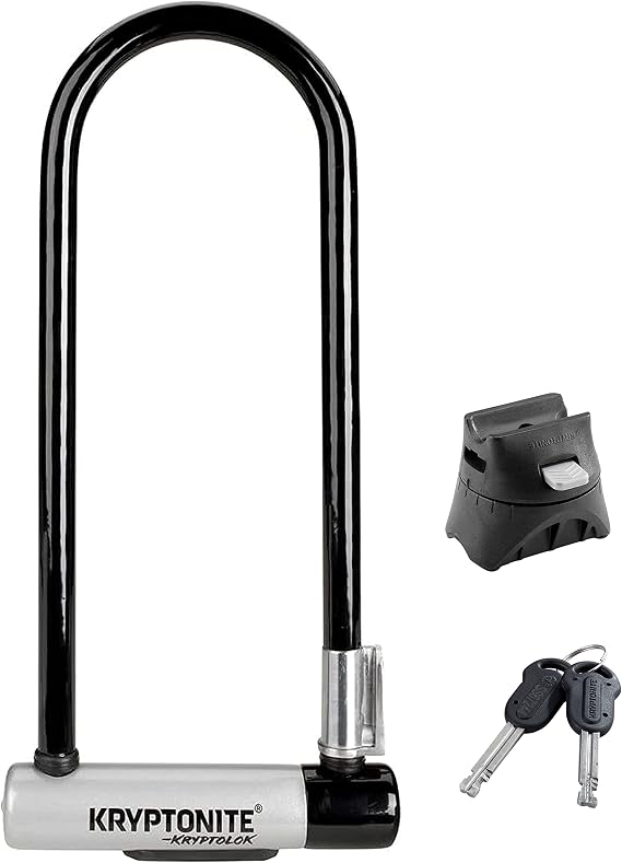 Kryptonite Kryptolok Bike U-Lock, Heavy Duty Anti-Theft Bicycle Lock Sold Secure Gold, 12.7mm Long Shackle with Mounting Bracket and Keys, Ultimate Security Lock for Bicycles E-Bikes Scooters