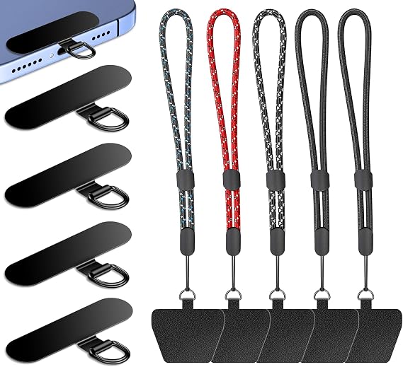Cell Phone Lanyard,5 Pack Adjustable Wrist Strap + Phone Tether Tab for iPhone, 4 Pack Metal Lanyard Patch