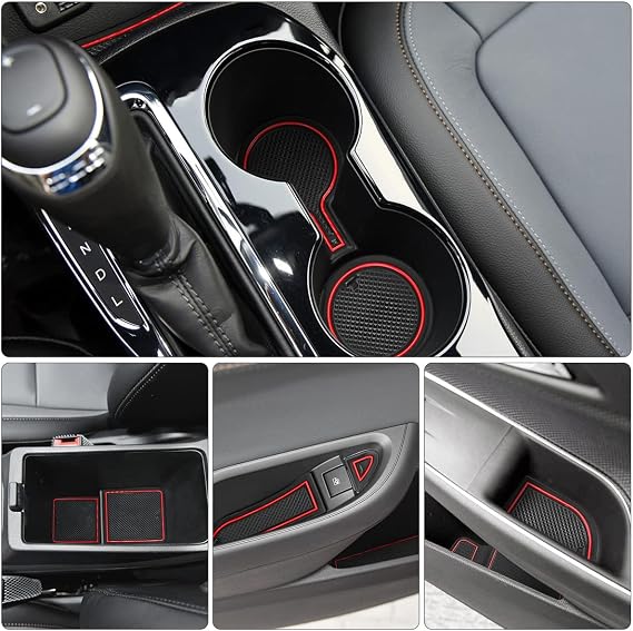 Auovo Anti-Dust Mats Compatible with Chevy Cruze Accessories 2016-2019 Non-Slip Cup Holder Inserts, Center Console Liner Mats, Door Pocket Liners Car Interior Decoration 20pcs/Set (Red)