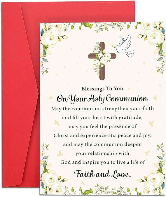 First Communion Gifts for Girls Boys First Communion Card Baptism Catholic | Confirmation Gifts for Teens Boys Girls Kids 1st Holy Communion Card for Christian Religious Bible Verse Easter Basket