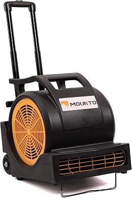 MOUNTO 3-Speed 1Hp 4000cfm Air Mover Floor Carpet Dryers with Handle Wheelkit Black