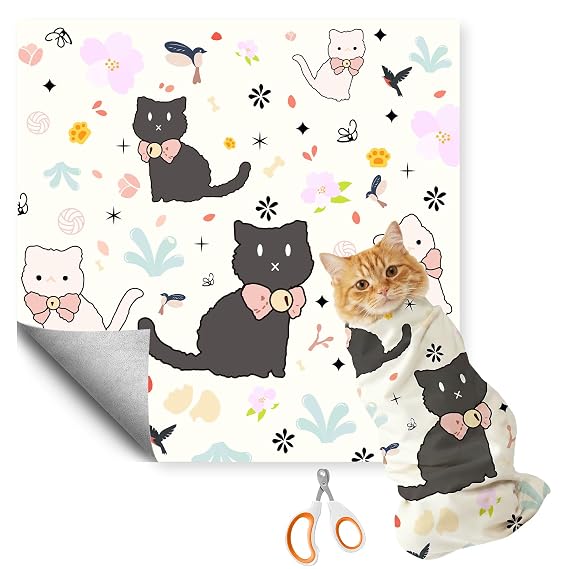 27.6"Cat Grooming Wrap (for nail trimming and veterinary care) - Large-Scale Anti-Escape Cat Containment Device- Multifunctional pet grooming essential, (C1 Suitable for 15 lbs)