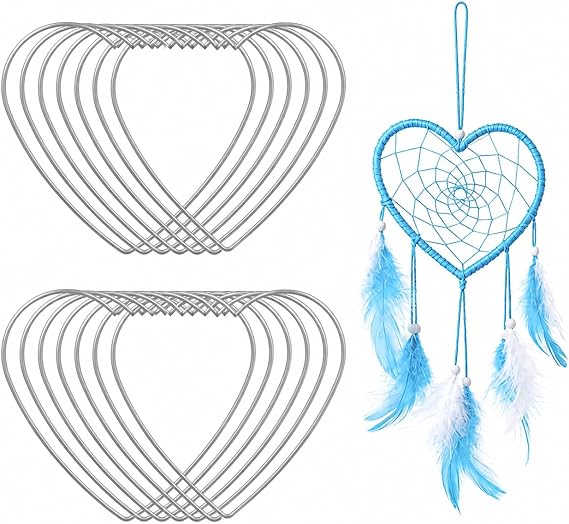 Amosfun 20Pcs Metal Heart Dreamcatcher Rings 4.72" Macrame Hoop Catcher Rings DIY Macrame Craft Supplies for Wall Hanging and Home Decor Accessories