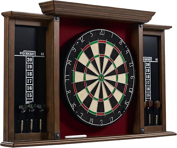 Barrington Billiards シャーウッドダーツボードディスプレイキャビネット 18インチブリストルダーツボードとスチールチップダーツセット