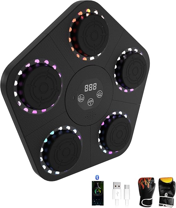 Music Boxing Machine, an Assembled Wall Mounted Intelligent Bluetooth Music Boxing Trainer with Boxing Gloves, Suitable for Home Electronic Boxing Target Training Boxing Equipment.