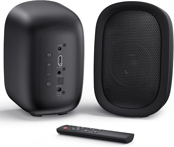 Saiyin 3" Woofer Powered Bluetooth Bookshelf Speakers for Record Player