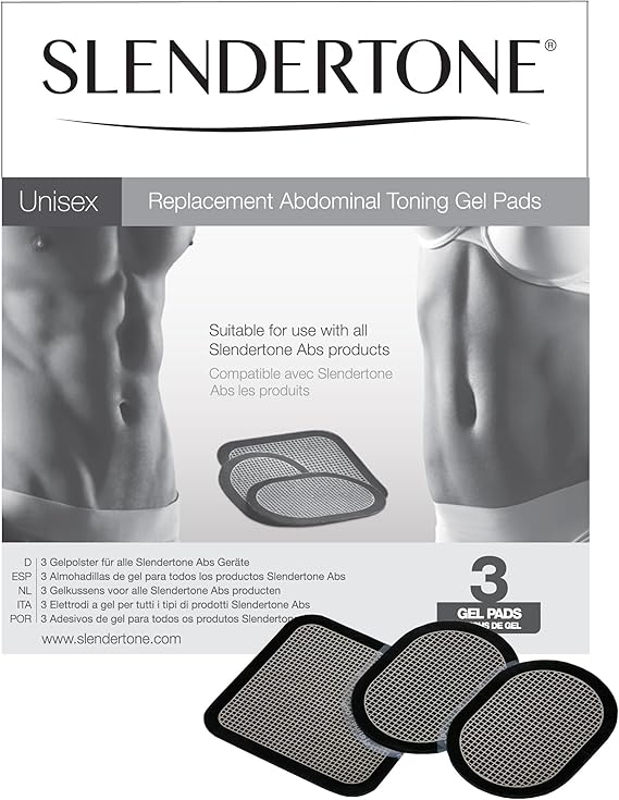 Slendertone Abs Gel Pads, Replacement Toning Pads for All Slendertone Abdominal Toning Belts, Fits Abs8, CoreFit, Connect Abs, Evolve and Flex, 1 Set of 3 (0706-9607)
