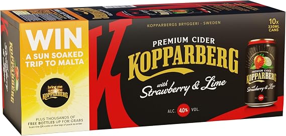 Kopparberg Premium Cider with Strawberry & Lime, 10 x 330ml