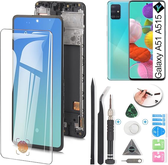 OLED Screen for Samsung Galaxy A51 2019 Screen Replacement for Samsung A51 A515U A515A SM-A515F/DS SM-A515U LCD Display Digitizer Assembly Screen Touch Panel with Fingerprint Sensor