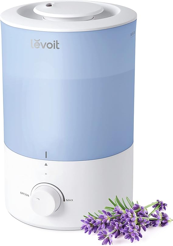 Levoit Humidifiers for Bedroom, 3L Cool Mist Top Fill for Large Room, Blue