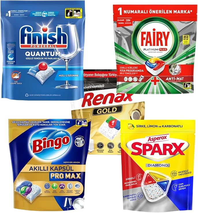 Bulaşık Makinesi Tablet Tanışma Paketi - Fairy Platinum Plus, Finish Quantum, Asperox Sparx, Bingo Promax