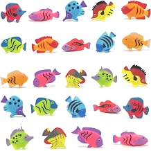 Novastream 24 Pieces Toy Fish Assortment, Marine Life Decorative, Mini Ocean Fish Models, Simulated Sea Animal Figures for Tropical Party Decorations, Beach Theme Supplies