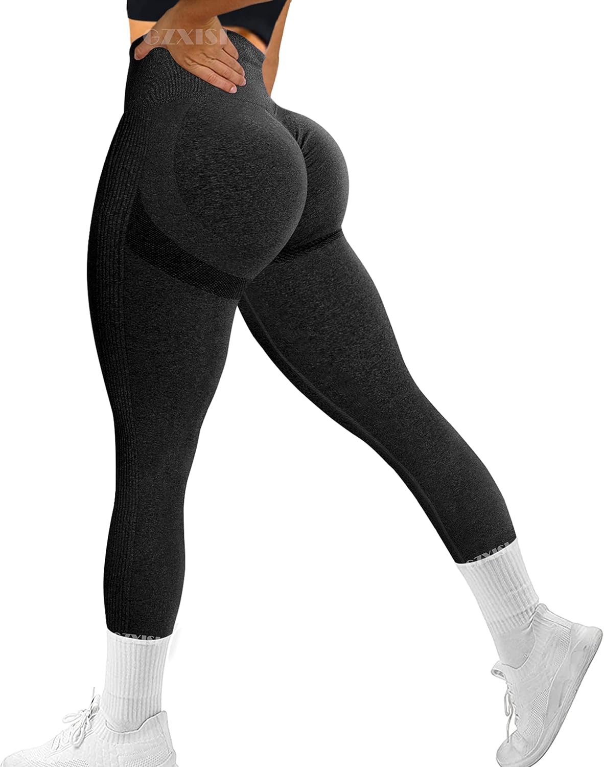 GZXISI Women Ribbed Seamless Leggings High Waisted Workout Gym Yoga Pants Tummy Control Sports Tights