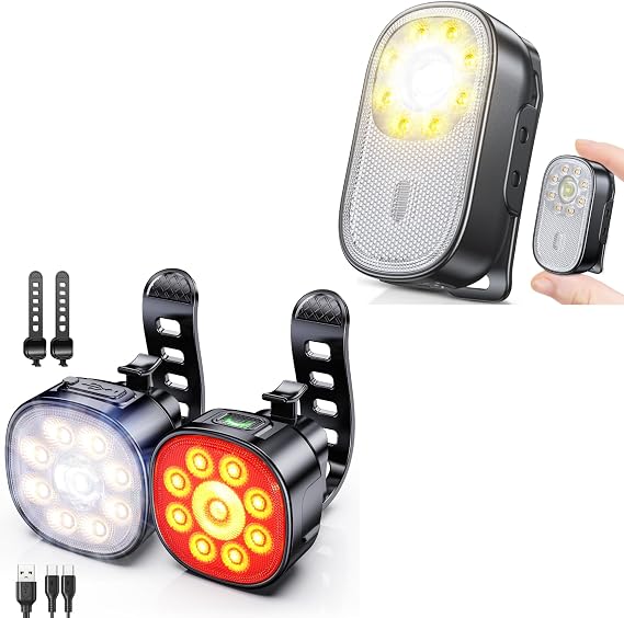Cuvccn Bike Lights + Mini EDC Flashlight