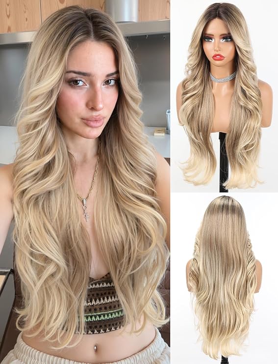 Lace Front Wavy Wig Glueless 26In Layered Ash Blonde