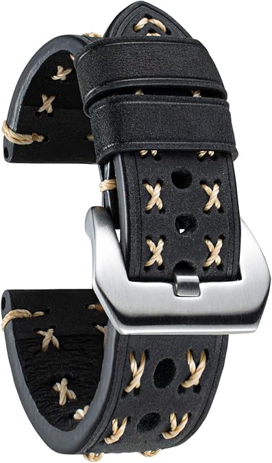 BINLUN Leather watch strap 20 mm 22 mm 24 mm 26 mm watch strap for men women smartwatch strap X-shape fabric strap with quick release watch band boho vintage