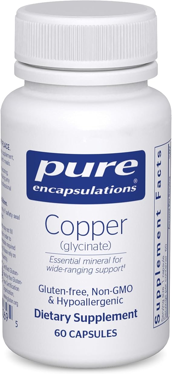 Encapsulaciones puras, cobre citrate - forma de cobre altamente biodisponible - 60 cápsulas, glycinate - 60 Count