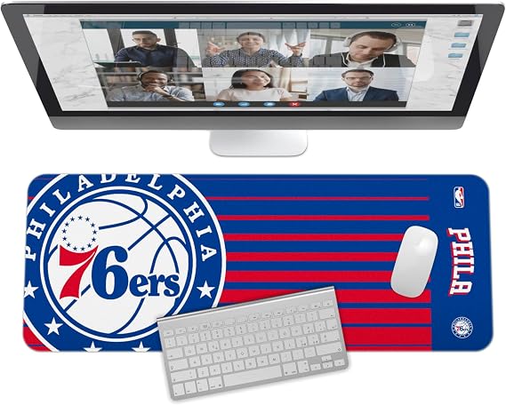 SOAR NBA Multifunctional Desk Mat for Desktop, (31.5"x12") - Ultra Soft Fabric with Non-Slip Rubber Backer - Water Resistant & Durable Nylon Stitching