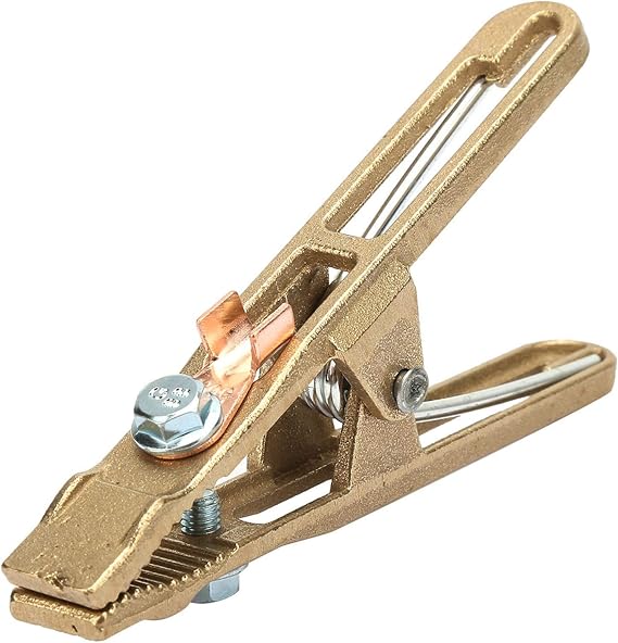 Tiiyee Welding Ground Clamp, 260A Brass Earth Clamp A Shape Electroplated Welder Earth Grounding Cable Copper Grip Clip Processing Electrode Holder Professional Tools for Manual Welding Machine