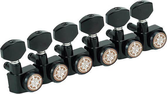 Guyker 6 In-line Guitar Locking Tuners 1:18 Locking Tuning Key Pegs Tuners Black