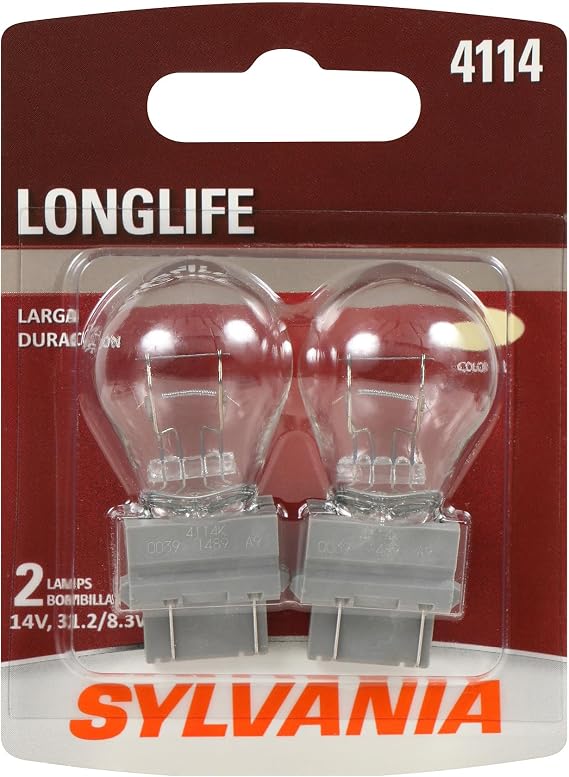 SYLVANIA - 4114 Long Life Miniature - Bulb, Ideal for Daytime Running Lights (DRL) and Back-Up/Reverse Lights (Contains 2 Bulbs)