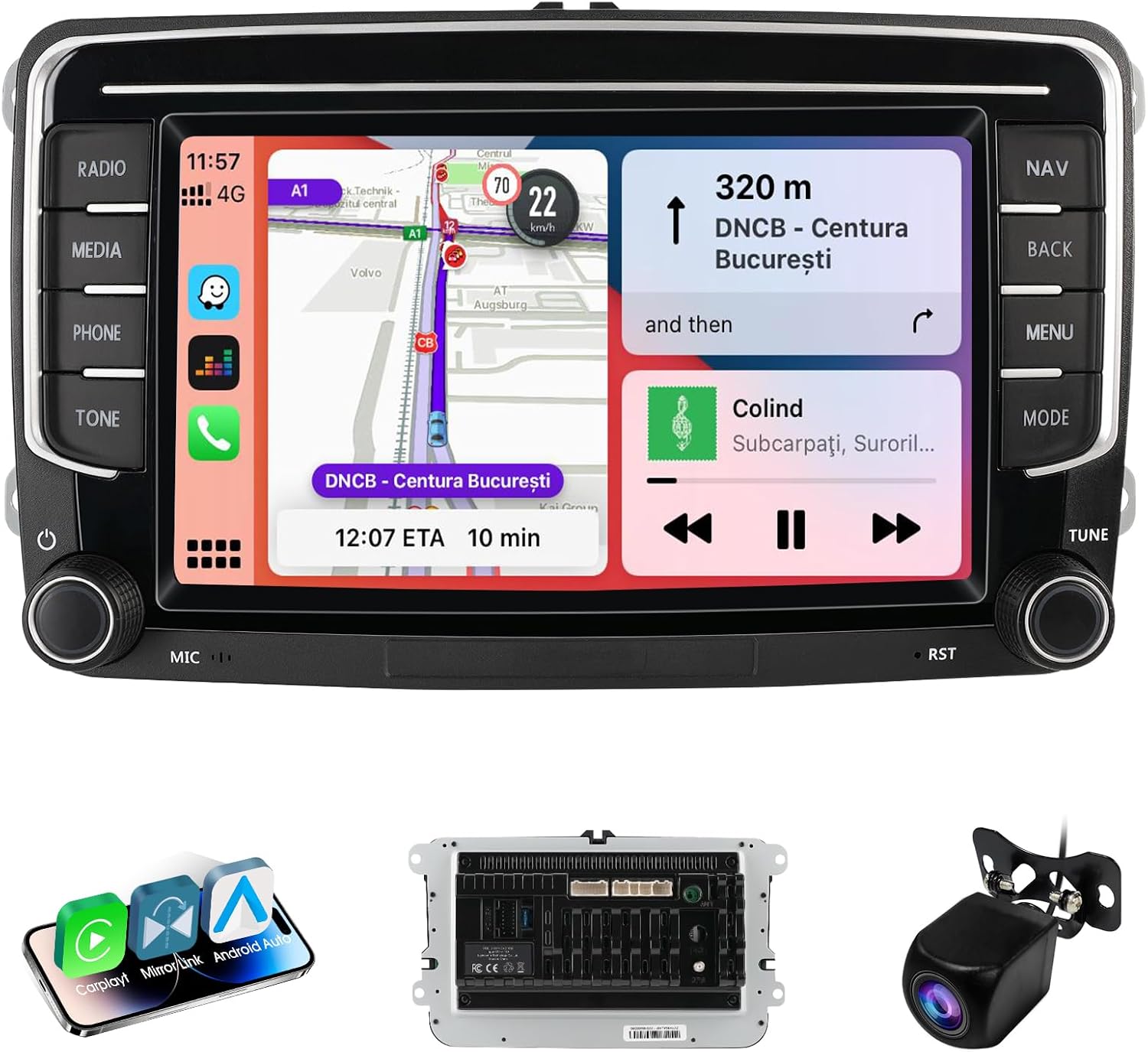 2 Din Car Stereo with Wireless Apple CarPlay & Android Auto, 7 Inch Car Screen with Canbus, Bluetooth, Mirror Link,WiFi, FMAMRDSSWC Car Radio for VW Golf 6, Passat, Polo, Tiguan, Jetta&Skoda