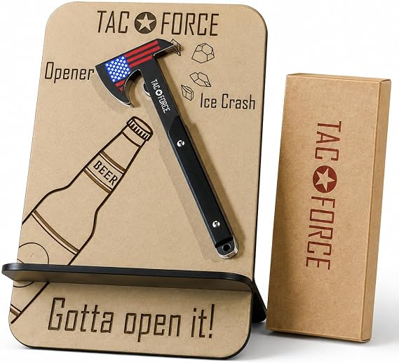 TAC-FORCE Axe-Shaped Bottle Opener & Ice Pick Star-Spangled Red White Blue