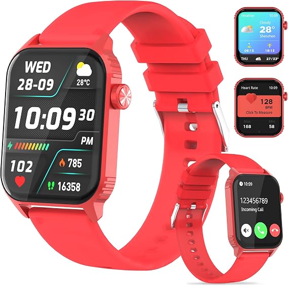 TRAUSI Smart Watches for Women Men, 1.83" HD Smartwatch with 120 Sports Modes, IP67 Waterproof, Bluetooth Call and Music Control;Heart Rate and Sleep Monitor (Rose Red)