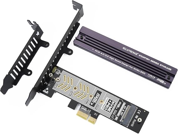 ELUTENG M.2 NVMe PCIe Adapter with Aluminum Heatsink Low Profile Bracket | M.2 PCIe Adapter Supports PCI-Express X1 X4 X8 X16 Slots NVMe PCIe Card Max 4TB Support 2230 2242 2260 2280 SSD