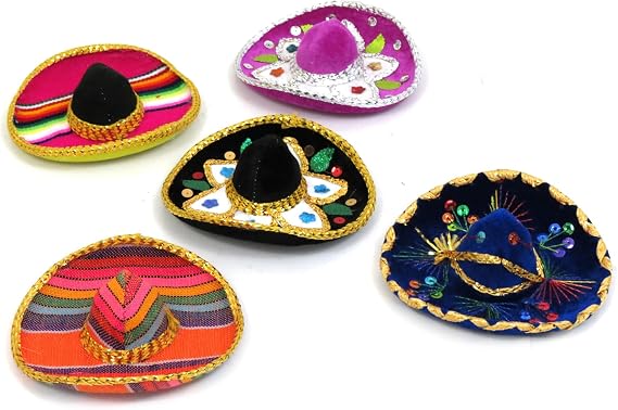 5" Mexican Decorative Mini Charro Felt Hat 5 Pack Set Fiesta Assortment