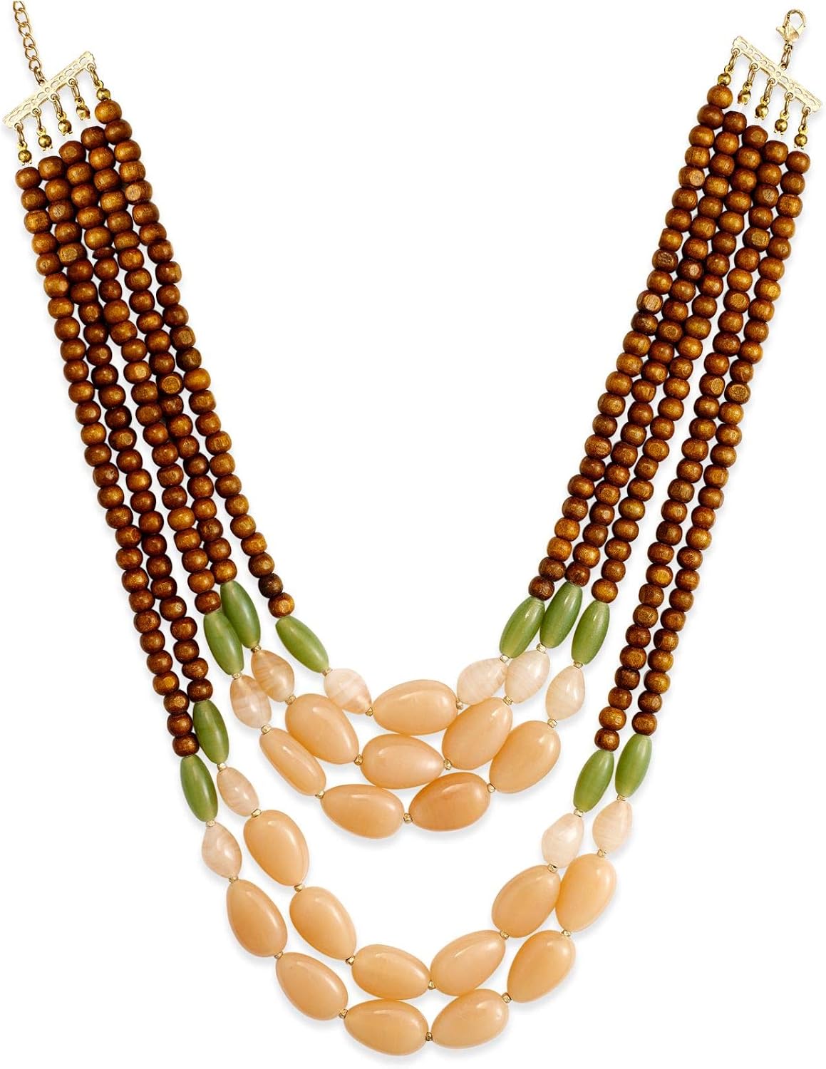 Macys Gold-Tone Multi-Row Beaded Statement Necklace