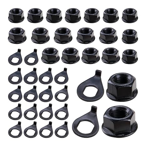 KOOBOOK 5Sets Metal Bike Wheel Axle Nut and Safety Washer Kit 8mm/10mm Bicycle Parts Washer Includes 3/8" Bicycle Hubs Flange Output Shaft Nut for Enhanced Wheel Security