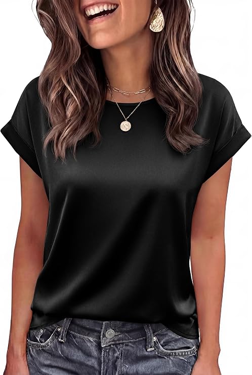 BTFBM Summer Satin Blouses for Women Business Casual