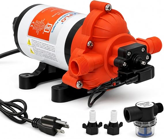 SEAFLO 33 Series 110V/115V AC Fresh Water Pump, 3.3 GPM 45 PSI Self-Priming Pressure Pump with Smart Pressure Switch, Automatic Demand Pump for RV, Caravan Marine Boat Industrial Use,