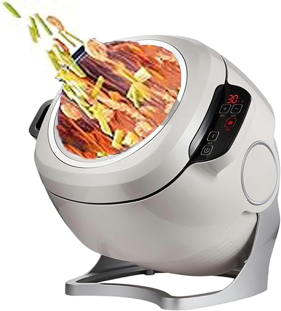 Wzglod Automatic Cooking Machine, Stir Fry Robot with 6L Capacity, Automatic Cooker Fried Rice Machine, 3 Gears Firepower and Pot Body, Drum Type Food Processor with Touch Screen