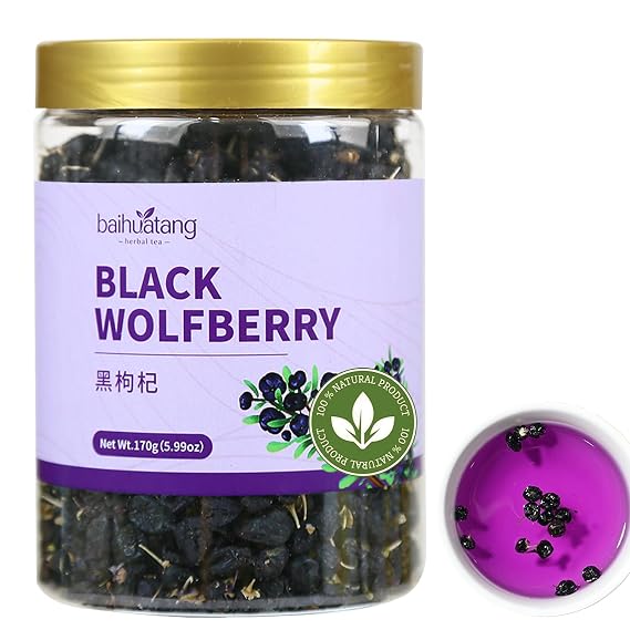 Black Wolfberry Dried Black Goji Berry Lycium Ruthenicum Loose Herbal Tea Caffeine-Free Non-GMO No Sugar Added 170g (5.99oz)